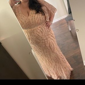 Mac Duggal Capelet sequin sheath